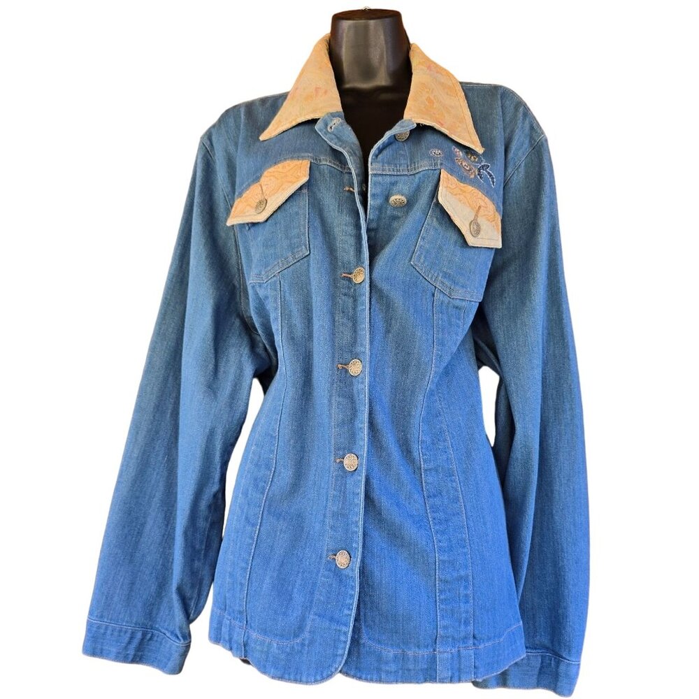 Embroidered City Blues By Koret Womens Denim Jacket Size M
